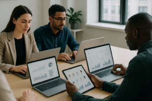 Ecommerce team using AI automation for ecommerce growth in a modern workspace